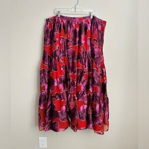 Hutch Tiered Maxi Skirt Red Purple Size 3X
